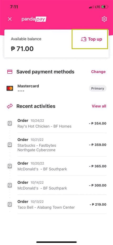 How to top up your pandapay .